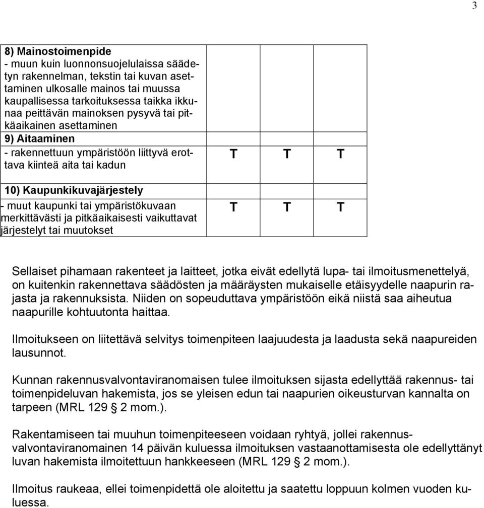 pitkäaikaisesti vaikuttavat järjestelyt tai muutokset Sellaiset pihamaan rakenteet ja laitteet, jotka eivät edellytä lupa- tai ilmoitusmenettelyä, on kuitenkin rakennettava säädösten ja määräysten