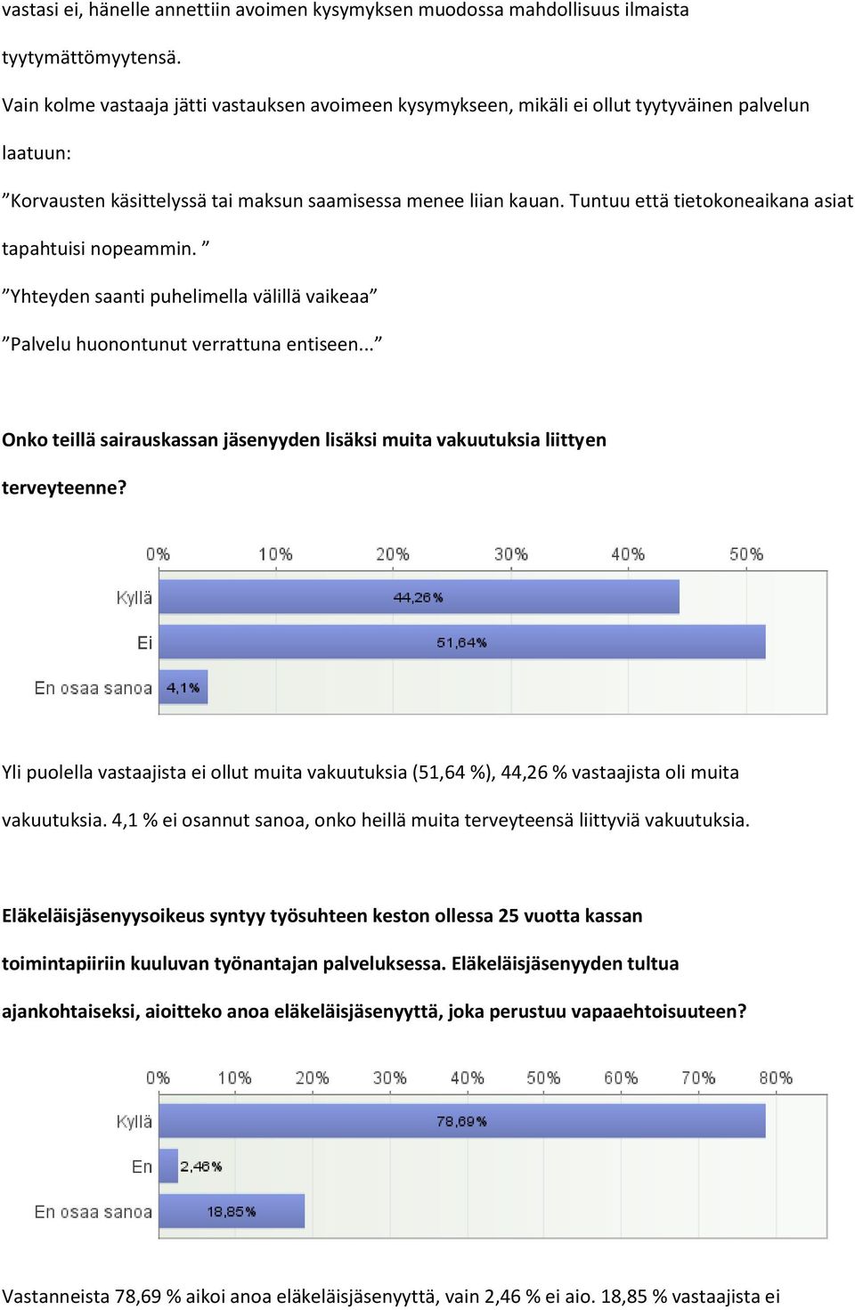 Tuntuu että tietokoneaikana asiat tapahtuisi nopeammin. Yhteyden saanti puhelimella välillä vaikeaa Palvelu huonontunut verrattuna entiseen.