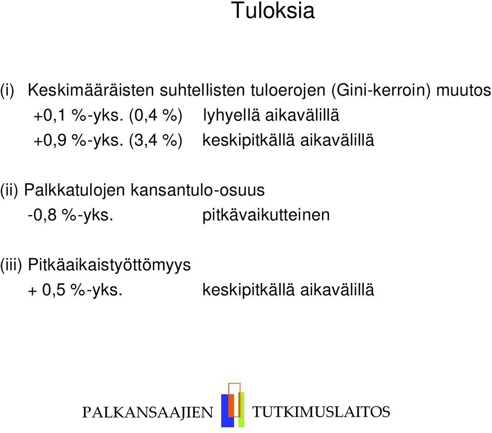 (3,4 %) keskipitkällä aikavälillä (ii) Palkkatulojen kansantulo-osuus