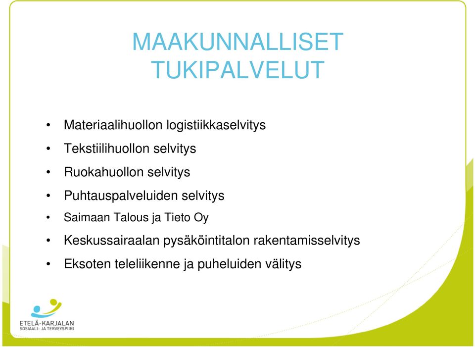 Puhtauspalveluiden selvitys Saimaan Talous ja Tieto Oy