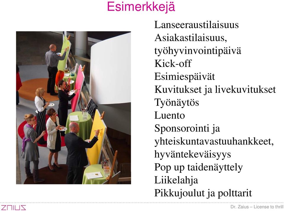 livekuvitukset Työnäytös Luento Sponsorointi ja