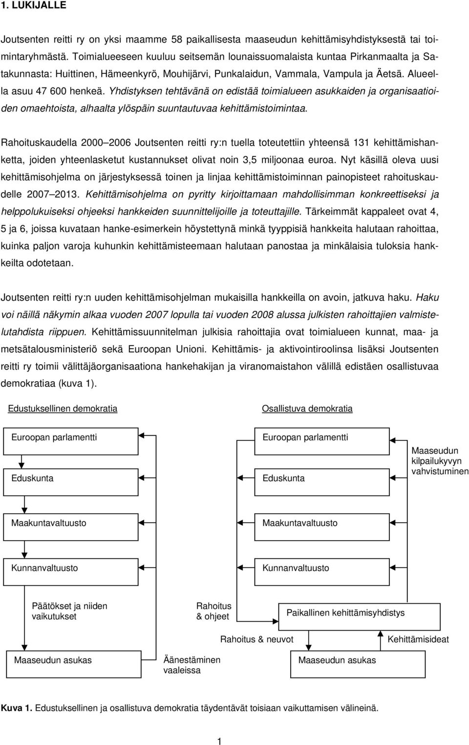 Yhdistyksen tehtävänä on edistää toimialueen asukkaiden ja organisaatioiden omaehtoista, alhaalta ylöspäin suuntautuvaa kehittämistoimintaa.