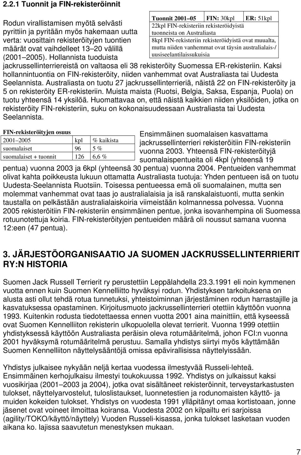 Hollannista tuoduista Tuonnit 2001 05 FIN: 30kpl ER: 51kpl 22kpl FIN-rekisteriin rekisteröidyistä tuonneista on Australiasta 8kpl FIN-rekisteriin rekisteröidyistä ovat muualta, mutta niiden vanhemmat