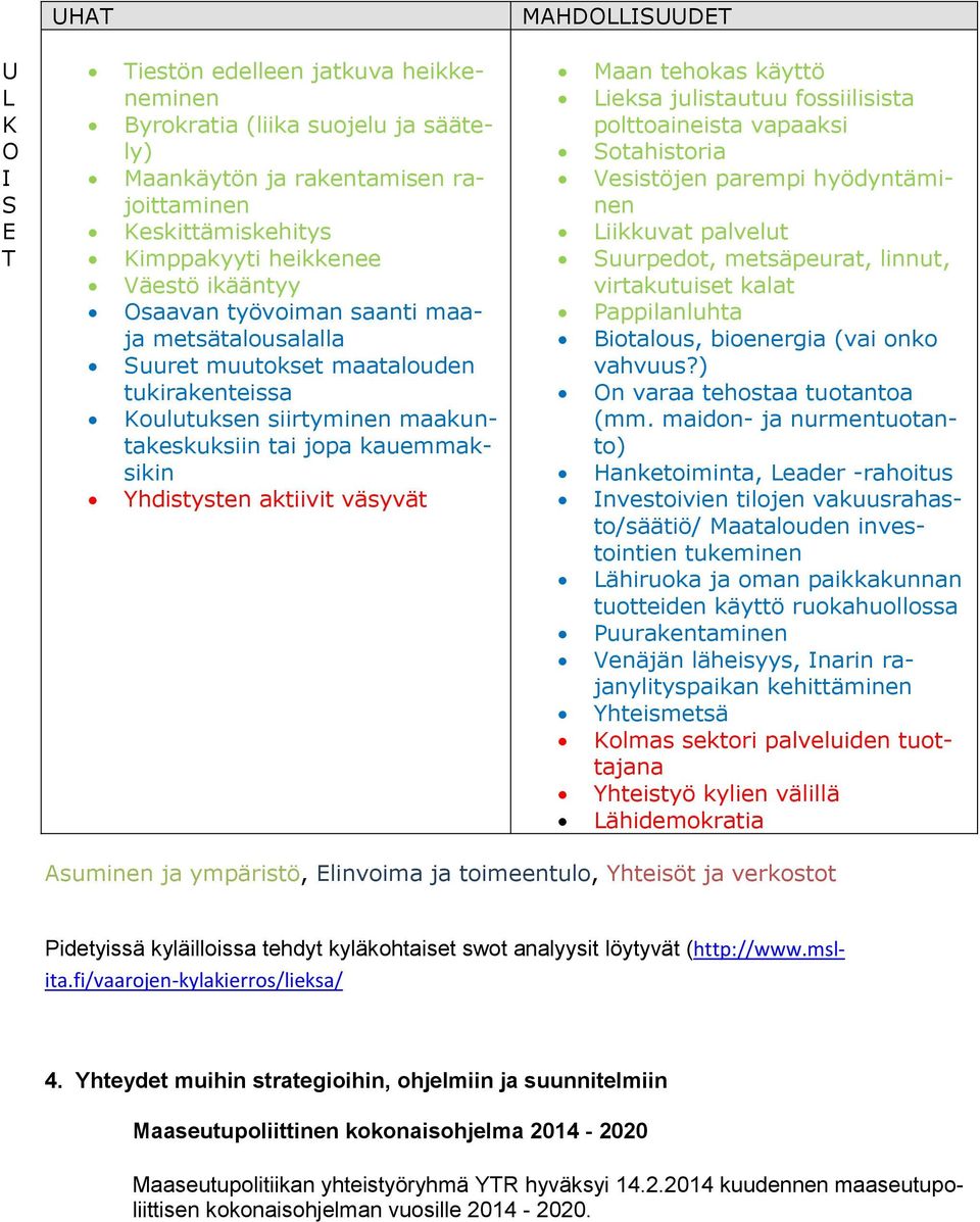 väsyvät Maan tehokas käyttö Lieksa julistautuu fossiilisista polttoaineista vapaaksi Sotahistoria Vesistöjen parempi hyödyntäminen Liikkuvat palvelut Suurpedot, metsäpeurat, linnut, virtakutuiset