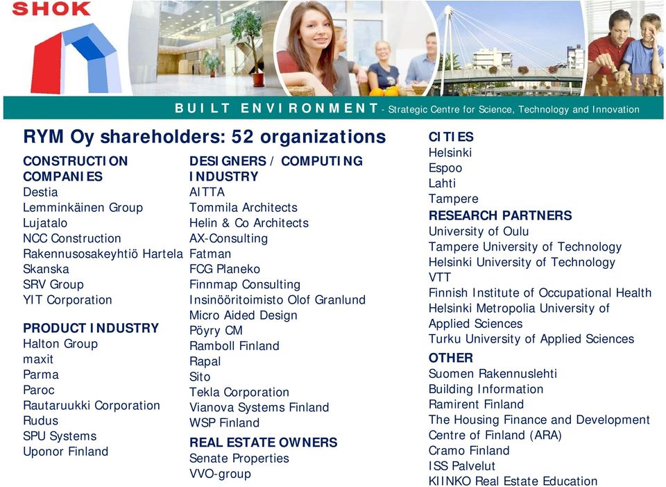 COMPUTING INDUSTRY AITTA Tommila Architects Helin & Co Architects AX-Consulting Fatman FCG Planeko Finnmap Consulting Insinööritoimisto Olof Granlund Micro Aided Design Pöyry CM Ramboll Finland Rapal