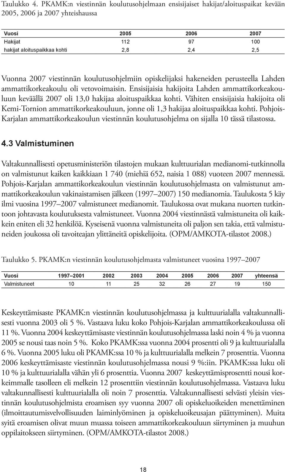 2007 viestinnän koulutusohjelmiin opiskelijaksi hakeneiden perusteella Lahden ammattikorkeakoulu oli vetovoimaisin.