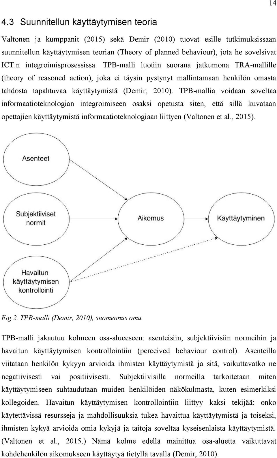 TPB-malli luotiin suorana jatkumona TRA-mallille (theory of reasoned action), joka ei täysin pystynyt mallintamaan henkilön omasta tahdosta tapahtuvaa käyttäytymistä (Demir, 2010).