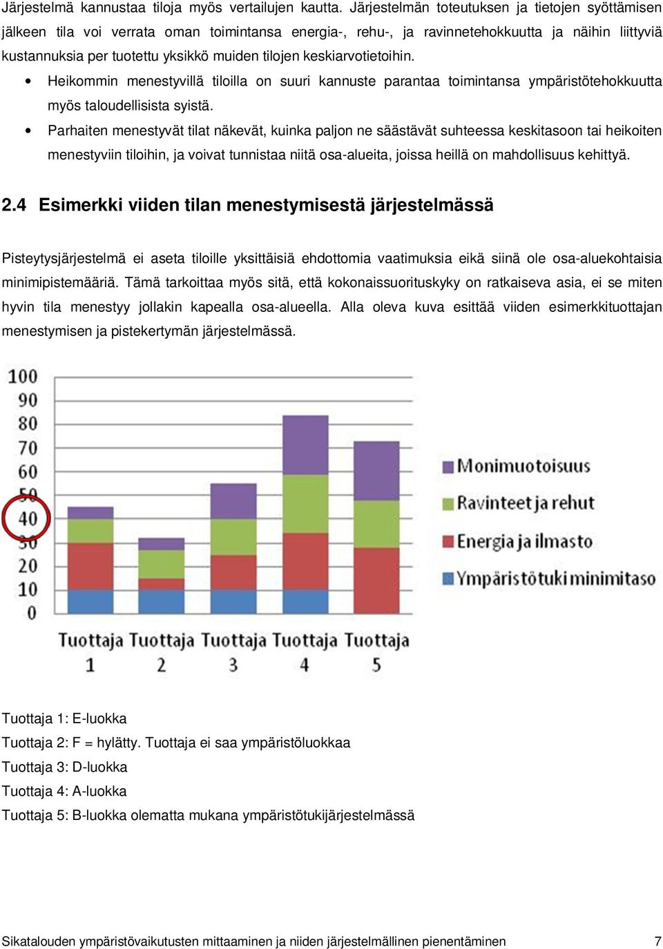 keskiarvotietoihin. Heikommin menestyvillä tiloilla on suuri kannuste parantaa toimintansa ympäristötehokkuutta myös taloudellisista syistä.