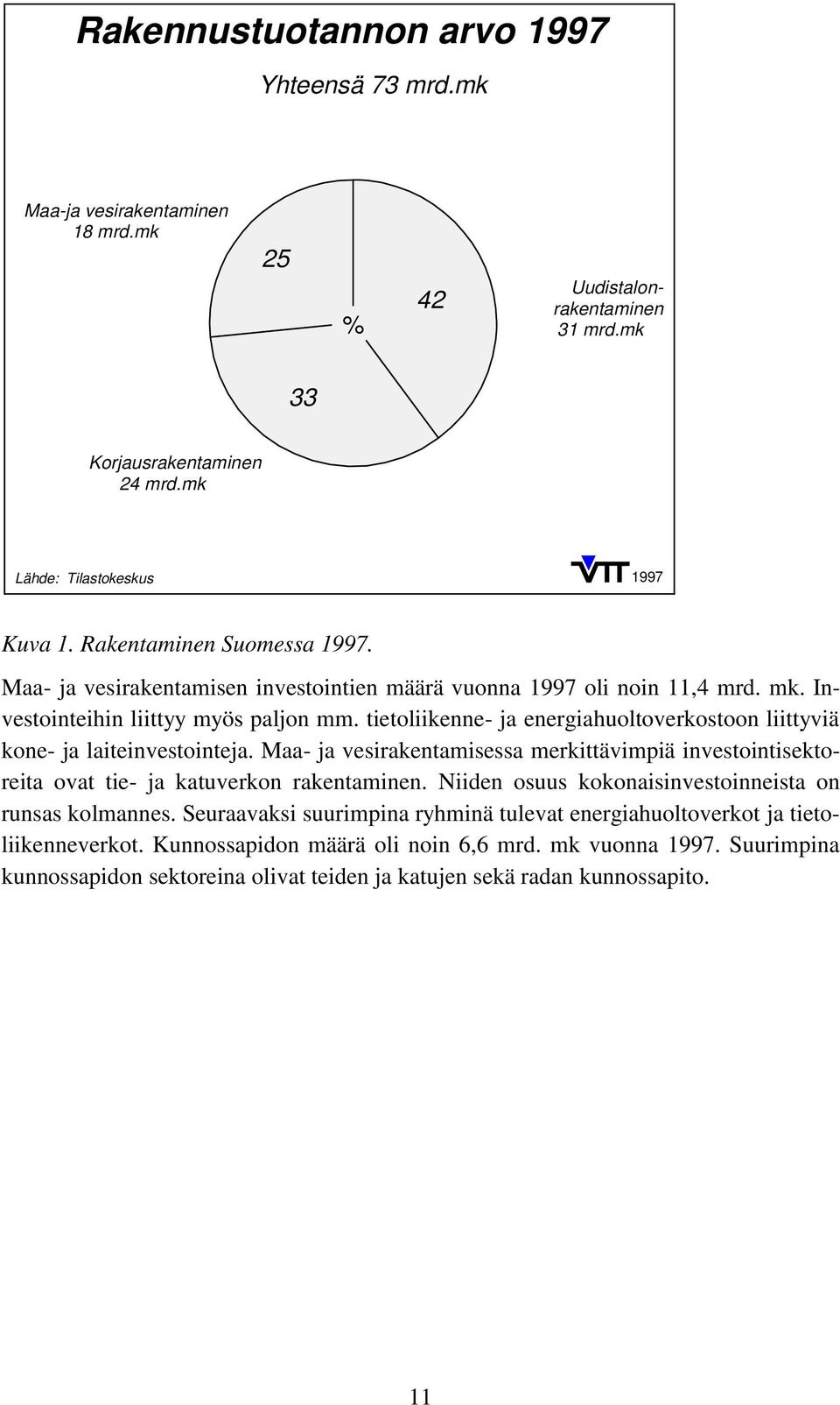 tietoliikenne- ja energiahuoltoverkostoon liittyviä kone- ja laiteinvestointeja. Maa- ja vesirakentamisessa merkittävimpiä investointisektoreita ovat tie- ja katuverkon rakentaminen.