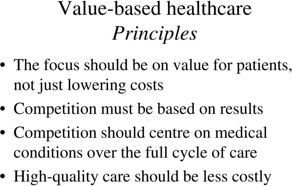 on results Competition should centre on medical conditions over