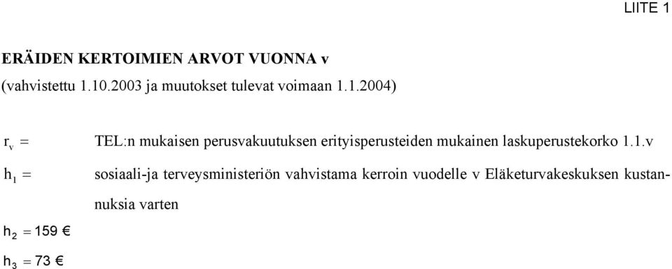1.2004) r = TEL:n mukaisen perusakuutuksen erityisperusteiden mukainen