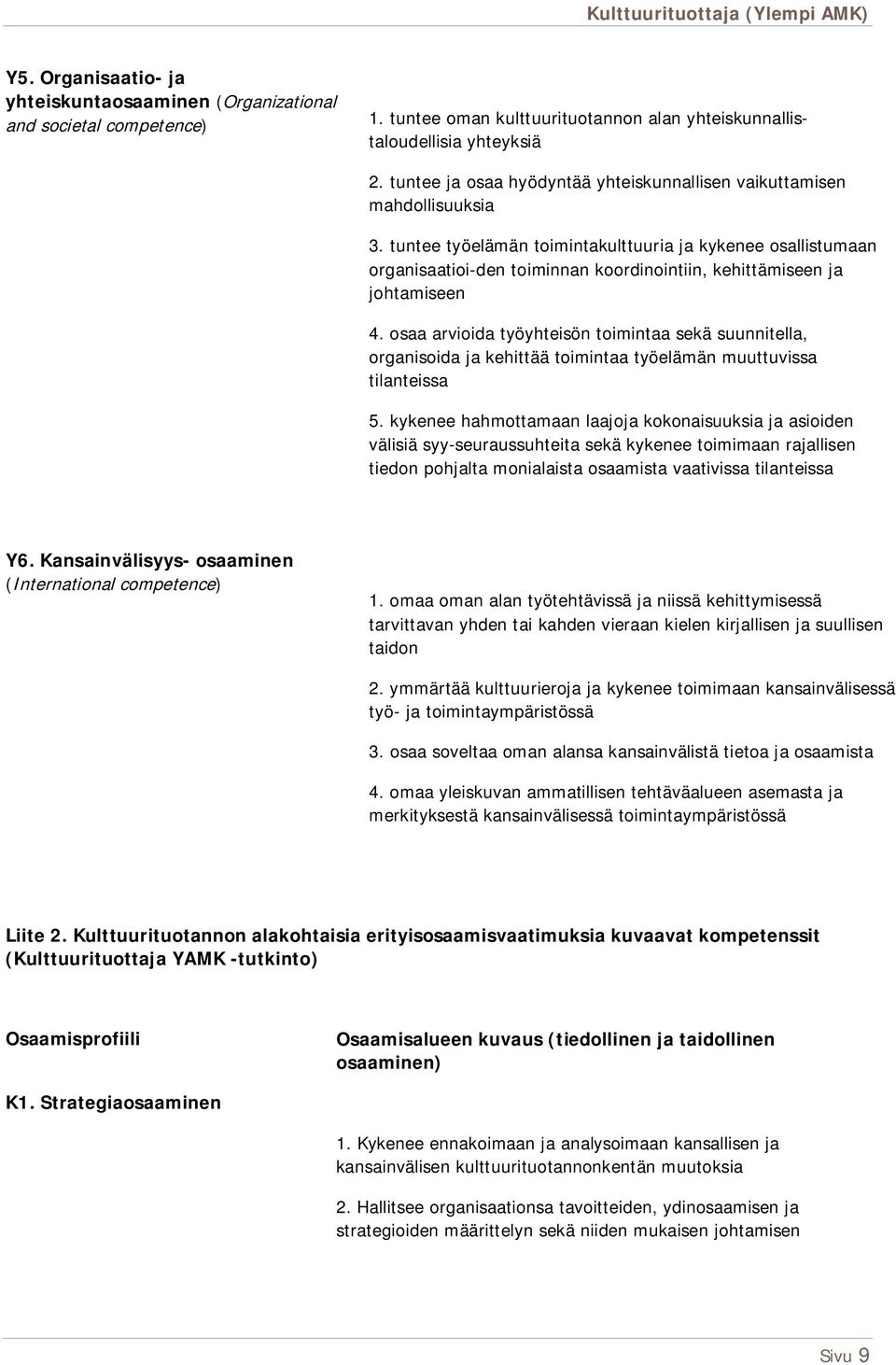 tuntee työelämän toimintakulttuuria ja kykenee osallistumaan organisaatioi-den toiminnan koordinointiin, kehittämiseen ja johtamiseen 4.