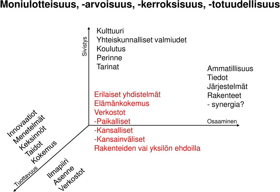 Elämänkokemus Verkostot -Paikalliset -Kansalliset -Kansainväliset Rakenteiden