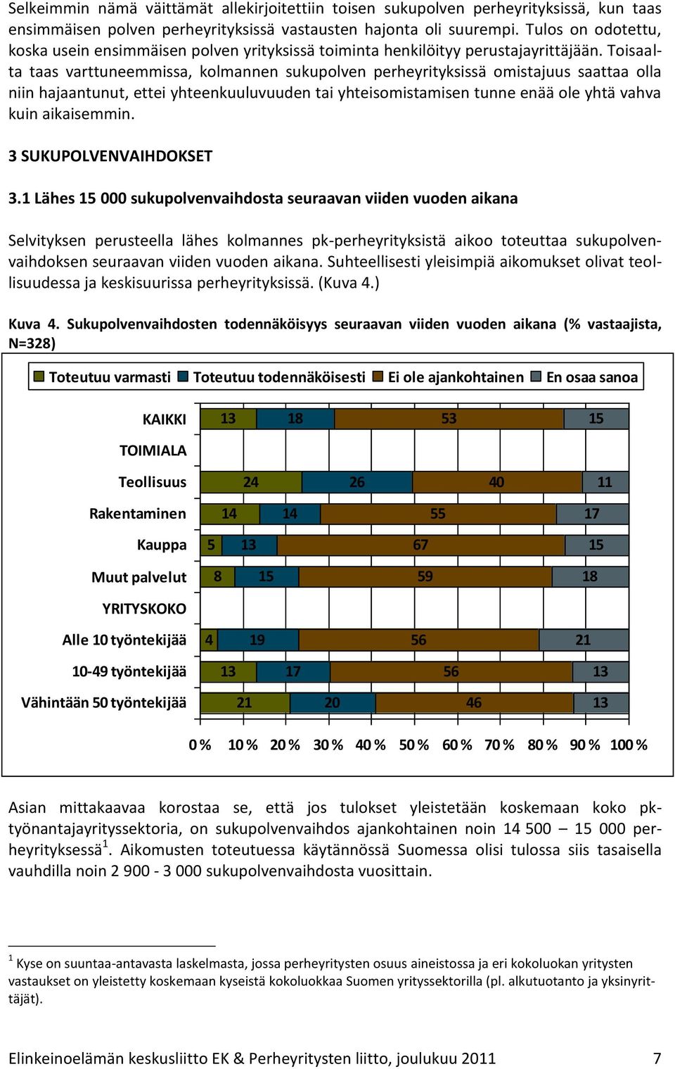 Toisaalta taas varttuneemmissa, kolmannen sukupolven perheyrityksissä omistajuus saattaa olla niin hajaantunut, ettei yhteenkuuluvuuden tai yhteisomistamisen tunne enää ole yhtä vahva kuin