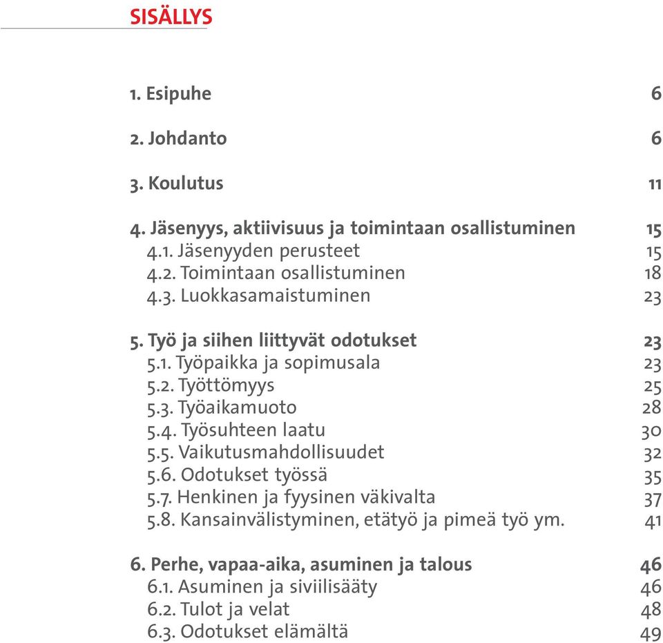 Työsuhteen laatu 30 5.5. Vaikutusmahdollisuudet 32 5.6. Odotukset työssä 35 5.7. Henkinen ja fyysinen väkivalta 37 5.8.