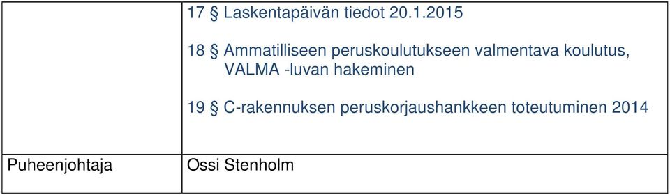 koulutus, VALMA -luvan hakeminen 19 C-rakennuksen
