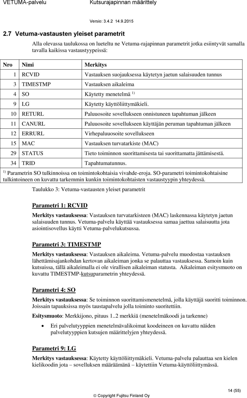 10 RETURL Paluusite svellukseen nnistuneen tapahtuman jälkeen 11 CANURL Paluusite svellukseen käyttäjän peruman tapahtuman jälkeen 12 ERRURL Virhepaluusite svellukseen 15 MAC Vastauksen turvatarkiste