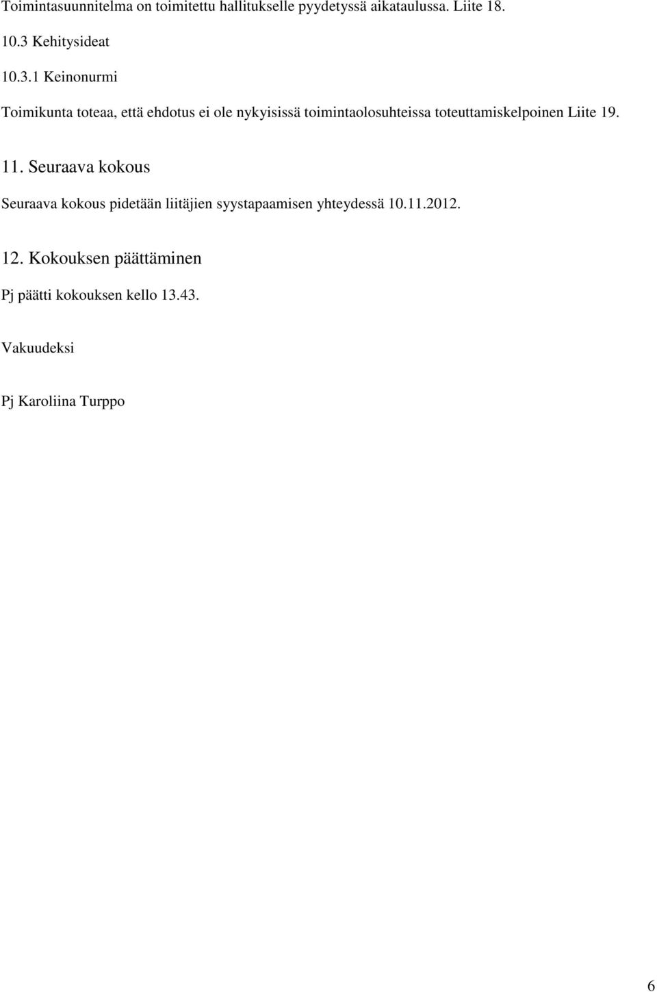 toimintaolosuhteissa toteuttamiskelpoinen Liite 19. 11.