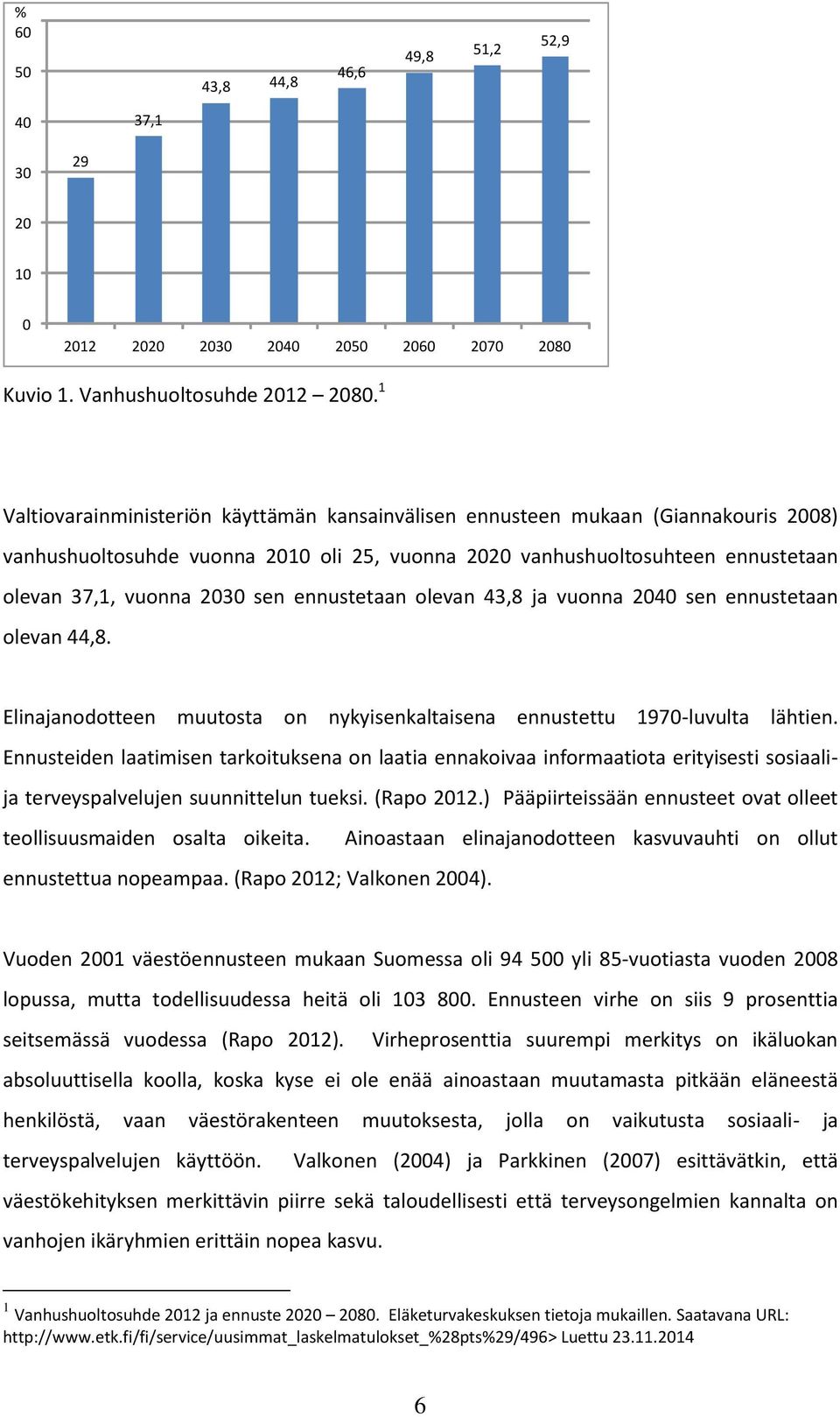 ennustetaan olevan 43,8 ja vuonna 2040 sen ennustetaan olevan 44,8. Elinajanodotteen muutosta on nykyisenkaltaisena ennustettu 1970-luvulta lähtien.