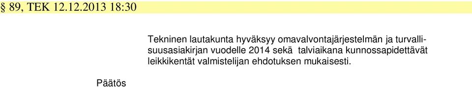 omavalvontajärjestelmän ja turvallisuusasiakirjan