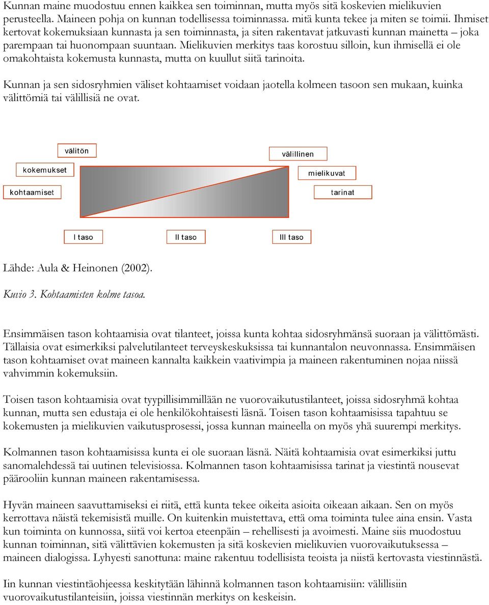 Mielikuvien merkitys taas korostuu silloin, kun ihmisellä ei ole omakohtaista kokemusta kunnasta, mutta on kuullut siitä tarinoita.