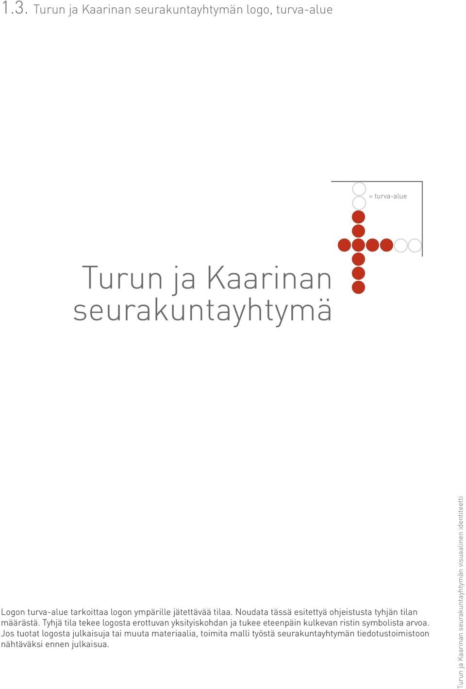 Tyhjä tila tekee logosta erottuvan yksityiskohdan ja tukee eteenpäin kulkevan ristin symbolista arvoa.