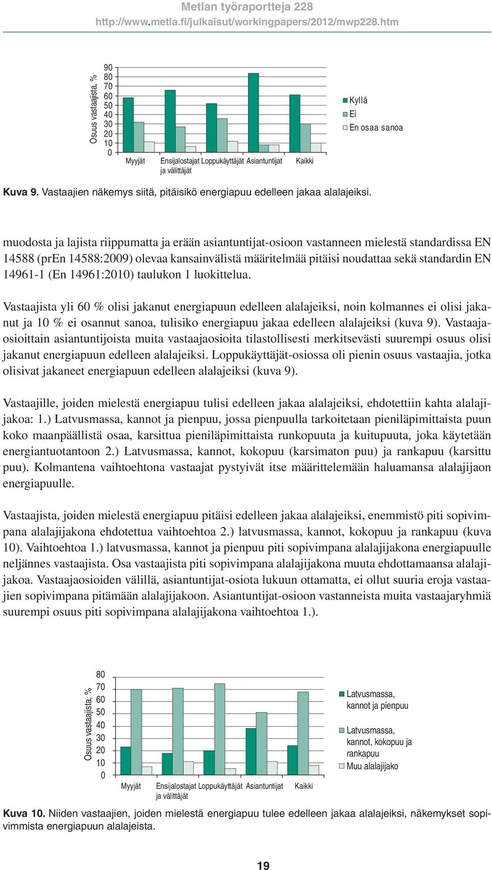 muodosta ja lajista riippumatta ja erään asiantuntijat-osioon vastanneen mielestä standardissa EN 14588 (pren 14588:29) olevaa kansainvälistä määritelmää pitäisi noudattaa sekä standardin EN 14961-1