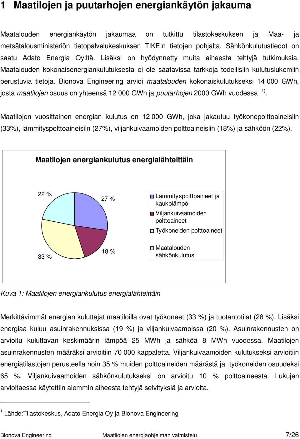 Maatalouden kokonaisenergiankulutuksesta ei ole saatavissa tarkkoja todellisiin kulutuslukemiin perustuvia tietoja.