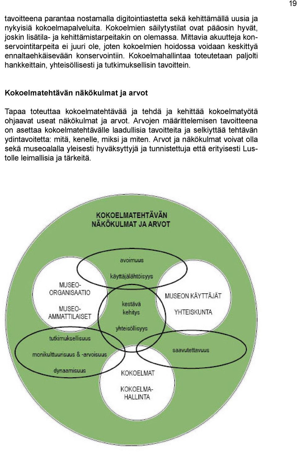 Mittavia akuutteja konservointitarpeita ei juuri ole, joten kokoelmien hoidossa voidaan keskittyä ennaltaehkäisevään konservointiin.