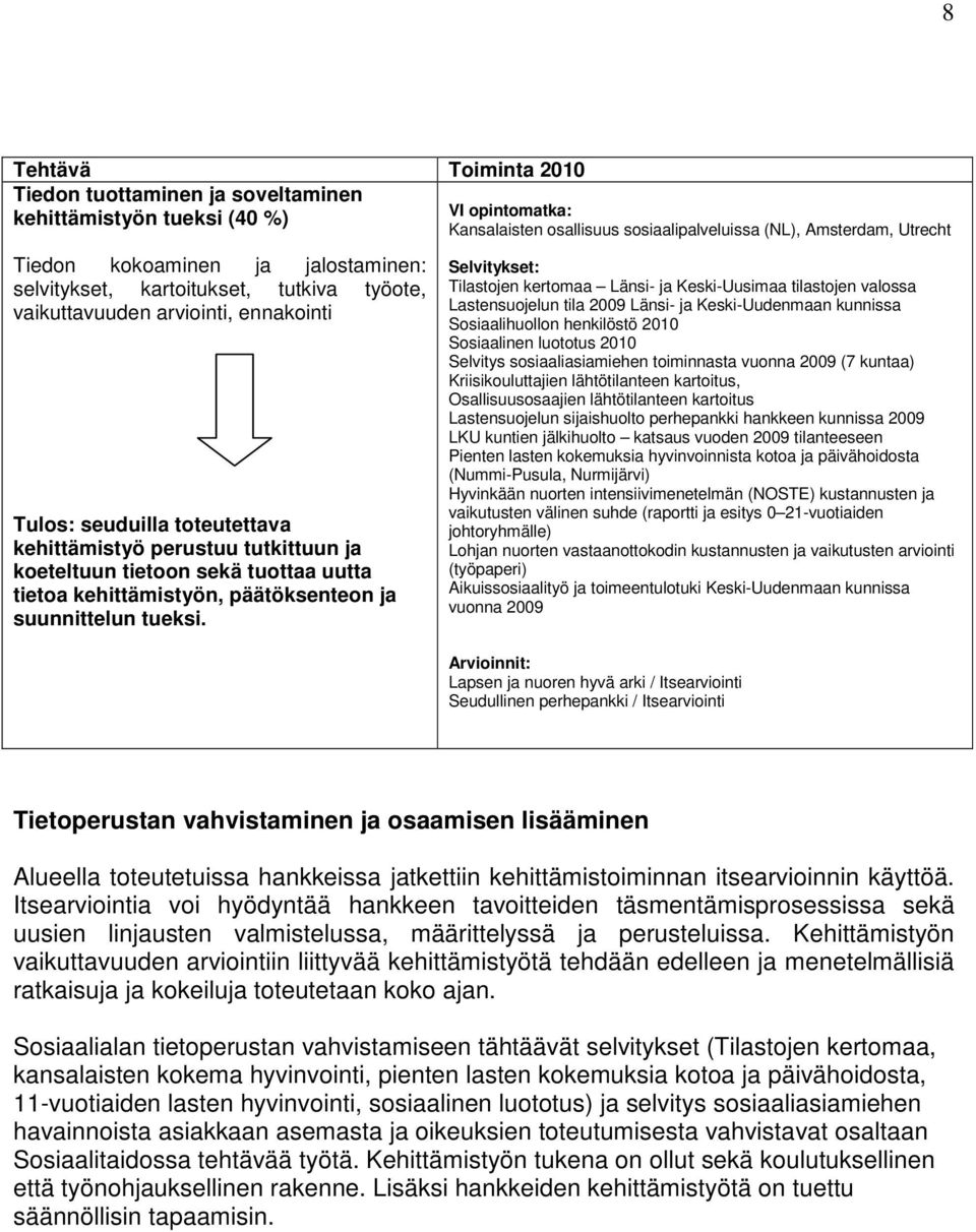 tietoa kehittämistyön, päätöksenteon ja suunnittelun tueksi.