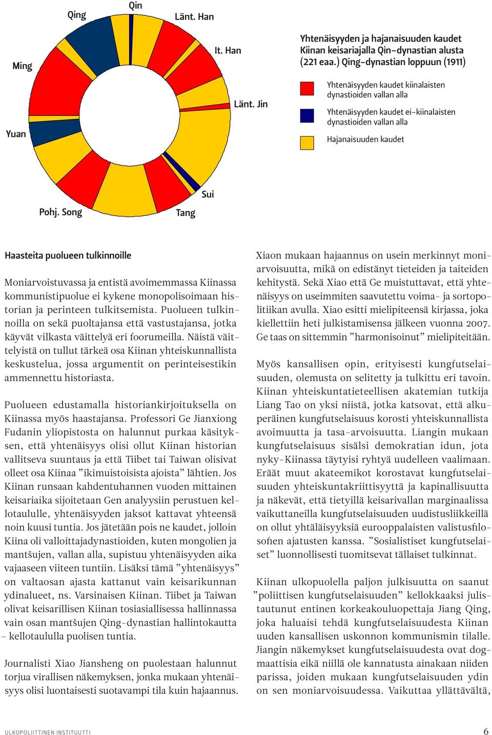 Song Tang Sui Haasteita puolueen tulkinnoille Moniarvoistuvassa ja entistä avoimemmassa Kiinassa kommunistipuolue ei kykene monopolisoimaan historian ja perinteen tulkitsemista.