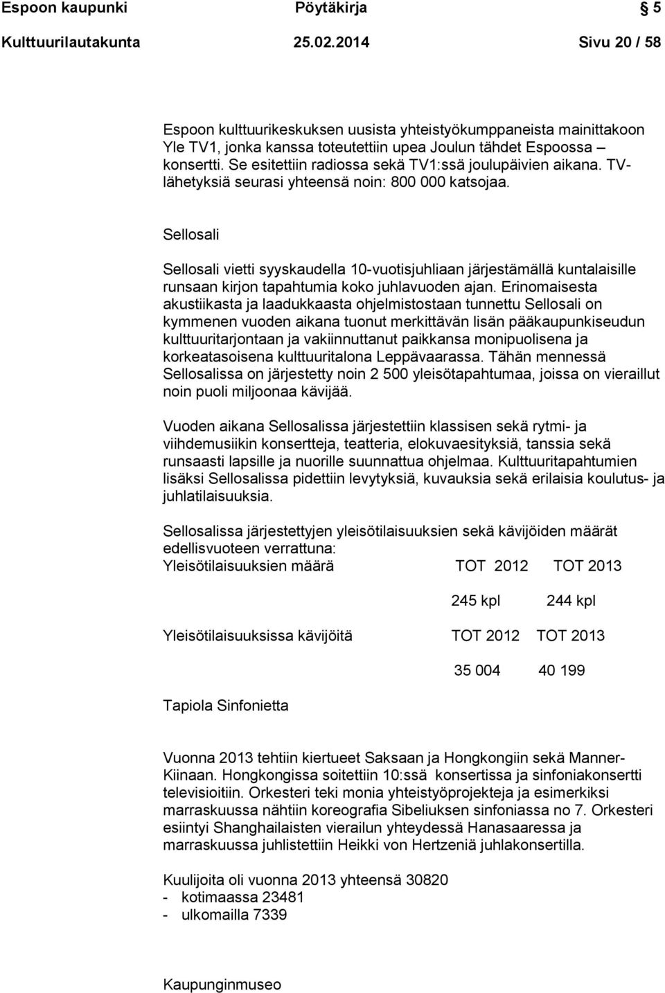 Se esitettiin radiossa sekä TV1:ssä joulupäivien aikana. TVlähetyksiä seurasi yhteensä noin: 800 000 katsojaa.