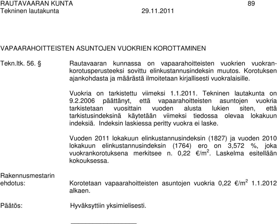 Vuokria on tarkistettu viimeksi 1.1.20