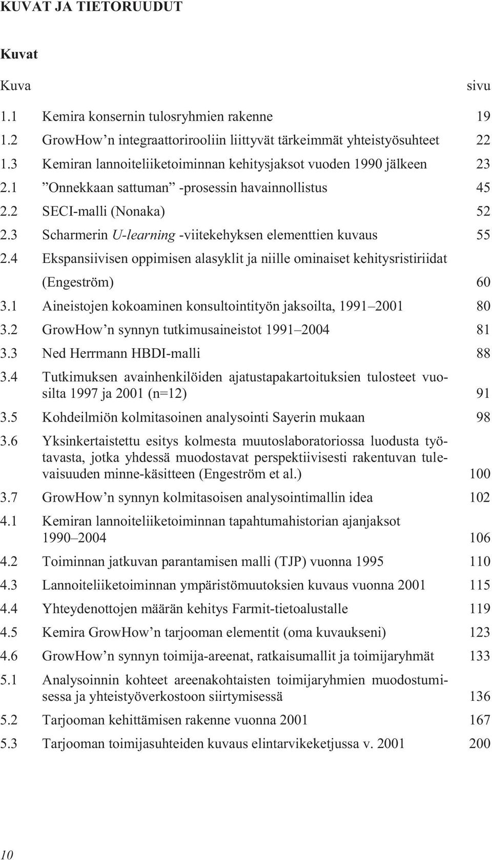 3 Scharmerin U-learning -viitekehyksen elementtien kuvaus 55 2.4 Ekspansiivisen oppimisen alasyklit ja niille ominaiset kehitysristiriidat (Engeström) 60 3.