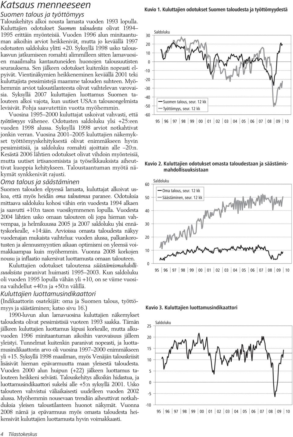 Syksyllä 1998 usko talouskasvun jatkumiseen romahti alimmilleen sitten lamavuosien maailmalta kantautuneiden huonojen talousuutisten seurauksena. Sen jälkeen odotukset kuitenkin nopeasti elpyivät.