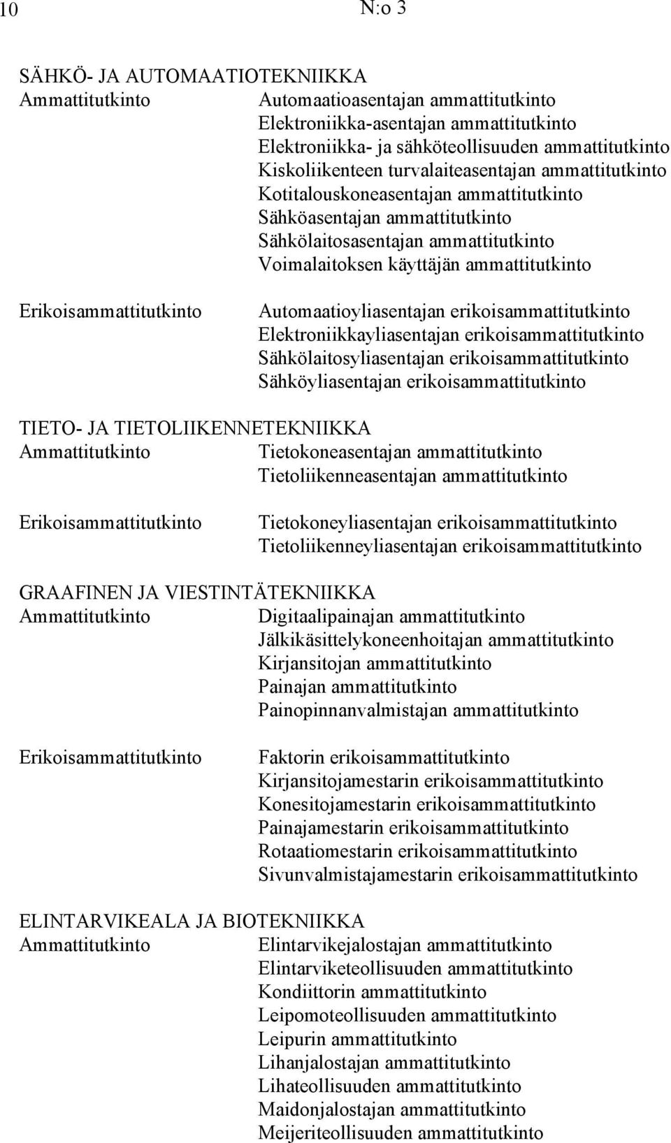 Automaatioyliasentajan erikoisammattitutkinto Elektroniikkayliasentajan erikoisammattitutkinto Sähkölaitosyliasentajan erikoisammattitutkinto Sähköyliasentajan erikoisammattitutkinto TIETO- JA