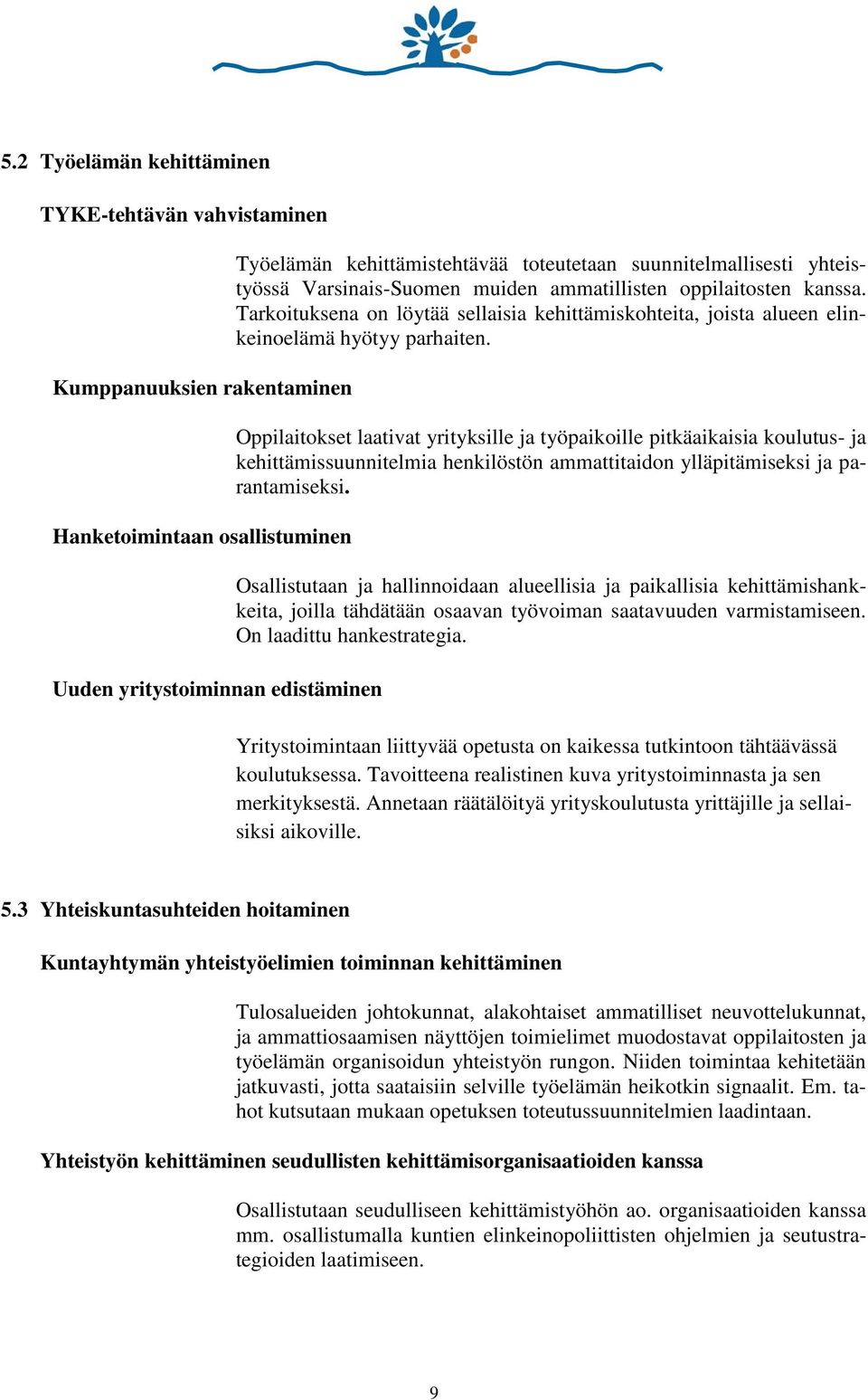 Oppilaitokset laativat yrityksille ja työpaikoille pitkäaikaisia koulutus- ja kehittämissuunnitelmia henkilöstön ammattitaidon ylläpitämiseksi ja parantamiseksi.