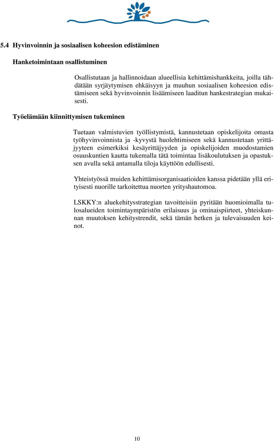 Tuetaan valmistuvien työllistymistä, kannustetaan opiskelijoita omasta työhyvinvoinnista ja -kyvystä huolehtimiseen sekä kannustetaan yrittäjyyteen esimerkiksi kesäyrittäjyyden ja opiskelijoiden