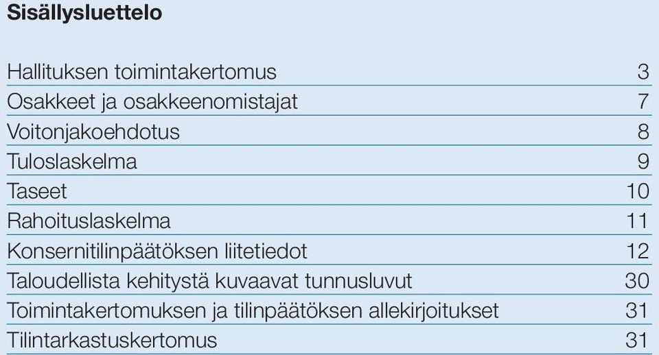 Konsernitilinpäätöksen liitetiedot 12 Taloudellista kehitystä kuvaavat