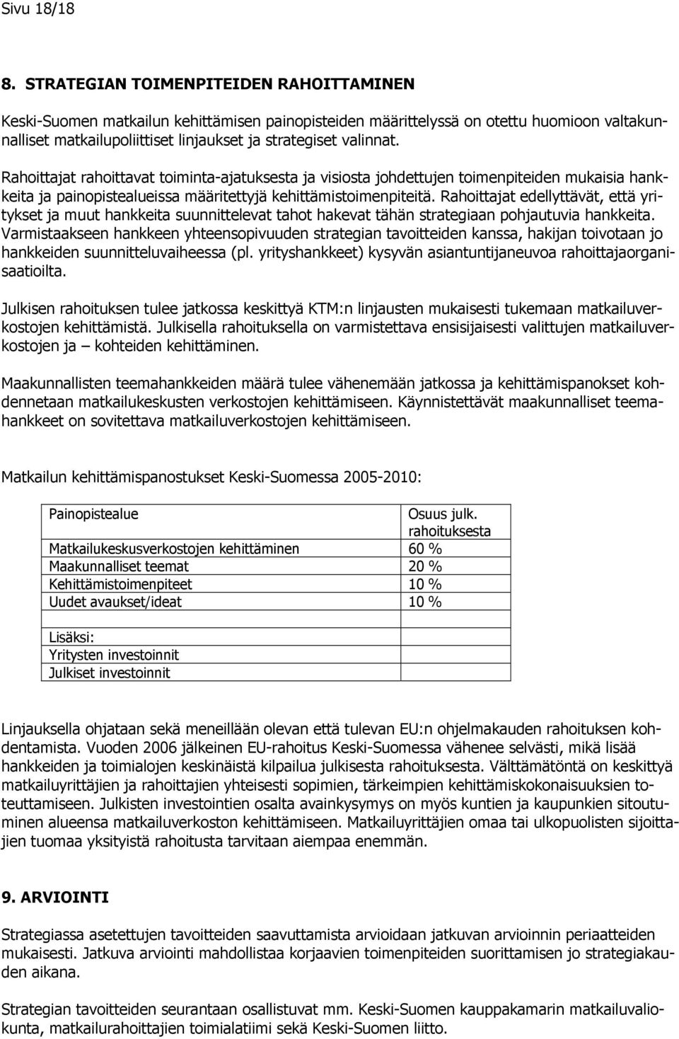 Rahoittajat rahoittavat toiminta-ajatuksesta ja visiosta johdettujen toimenpiteiden mukaisia hankkeita ja painopistealueissa määritettyjä kehittämistoimenpiteitä.