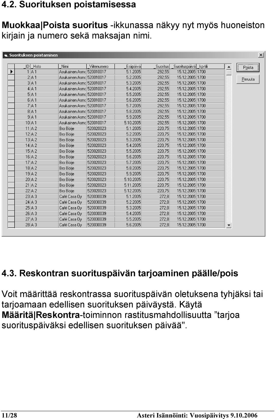 Reskontran suorituspäivän tarjoaminen päälle/pois Voit määrittää reskontrassa suorituspäivän oletuksena tyhjäksi