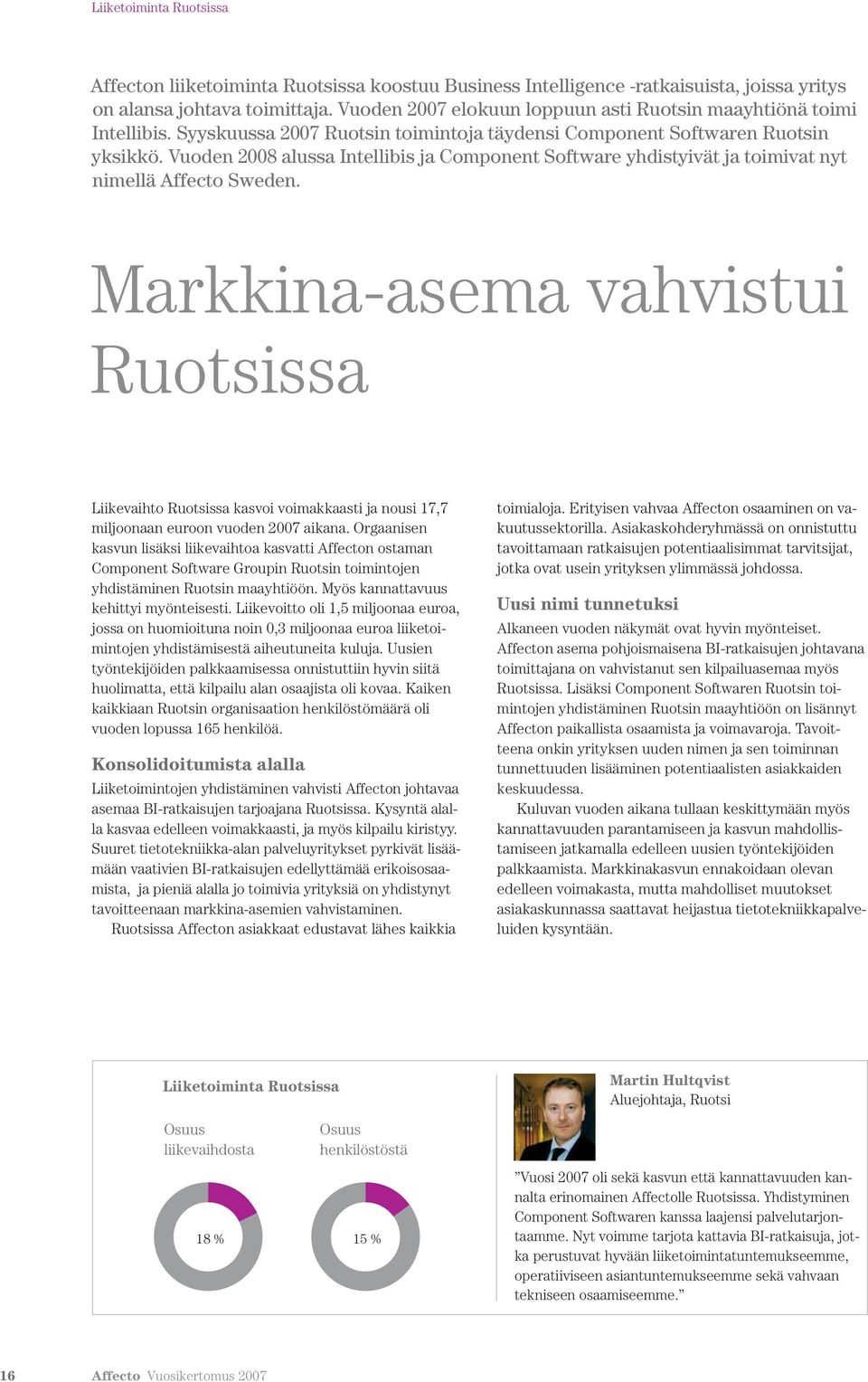 Vuoden 2008 alussa Intellibis ja Component Software yhdistyivät ja toimivat nyt nimellä Affecto Sweden.