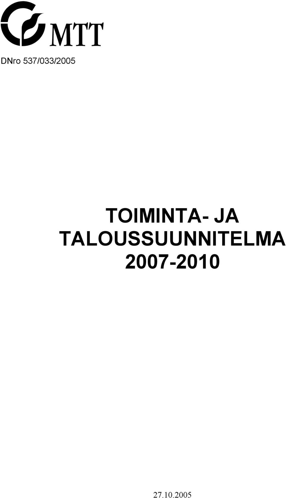 TALOUSSUUNNITELMA