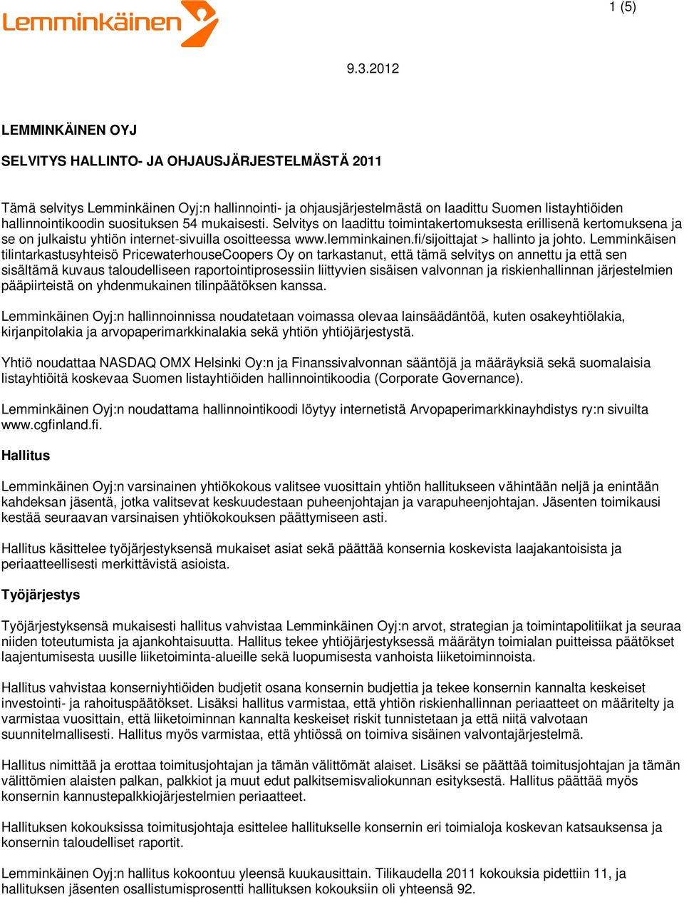 fi/sijoittajat > hallinto ja johto.