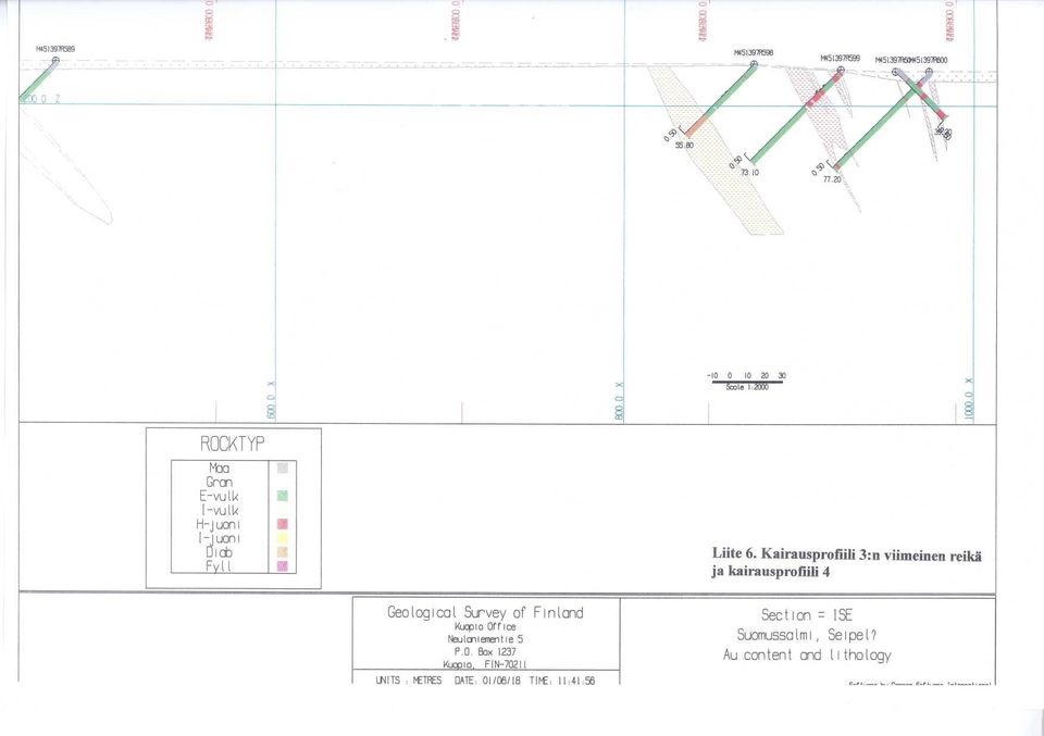 Kairausprofiili 3 :n viimeinen reikä ja kairausprofiili 4 Geological Survey of Kuopio Office Neu