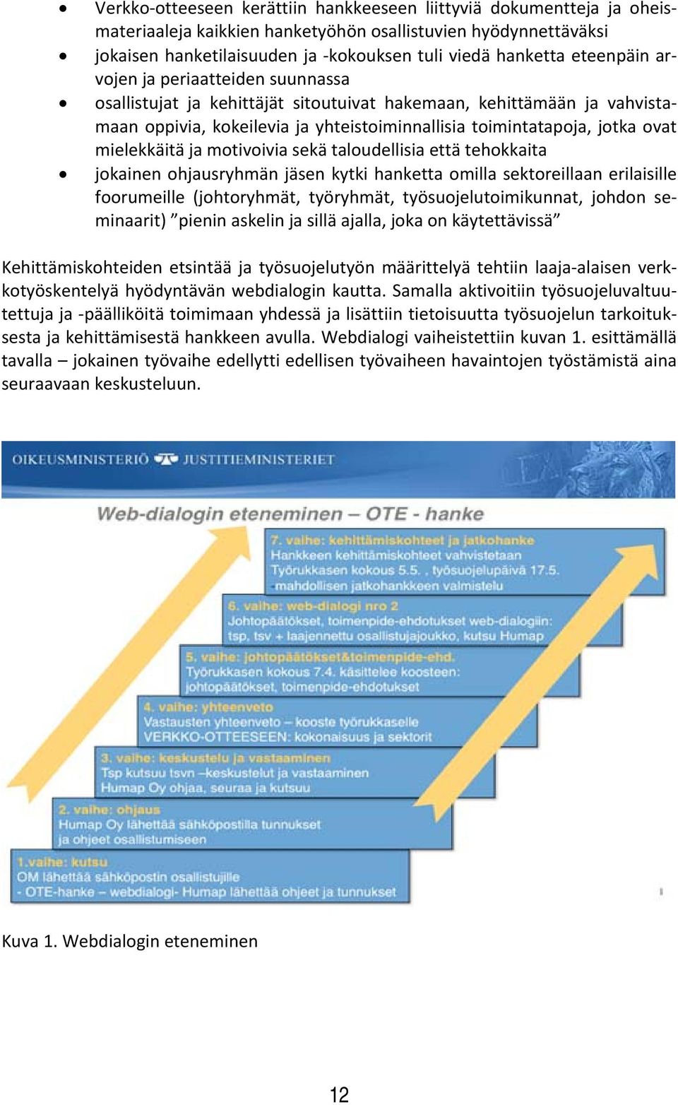 mielekkäitä ja motivoivia sekä taloudellisia että tehokkaita jokainen ohjausryhmän jäsen kytki hanketta omilla sektoreillaan erilaisille foorumeille (johtoryhmät, työryhmät, työsuojelutoimikunnat,