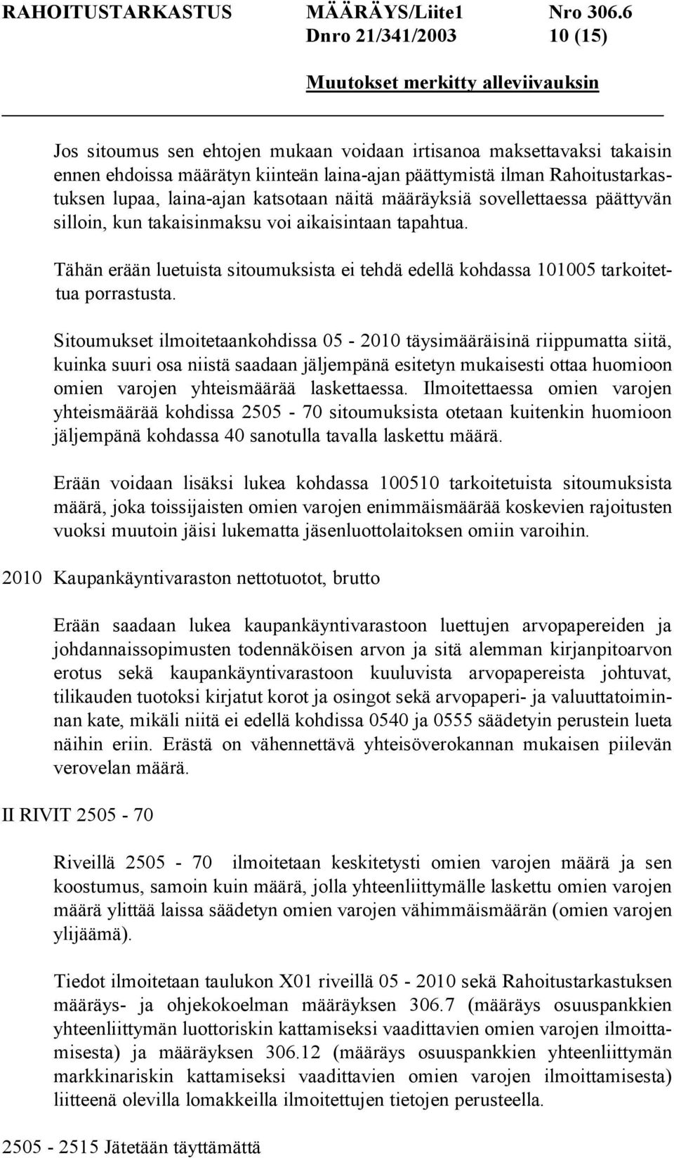 Sitoumukset ilmoitetaankohdissa 05-2010 täysimääräisinä riippumatta siitä, kuinka suuri osa niistä saadaan jäljempänä esitetyn mukaisesti ottaa huomioon omien varojen yhteismäärää laskettaessa.