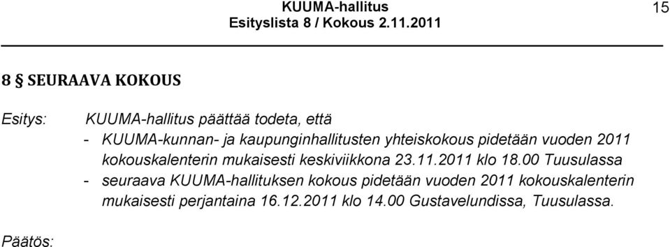 keskiviikkona 23.11.2011 klo 18.