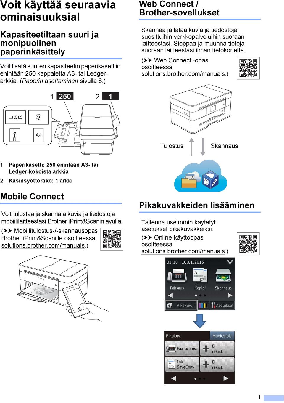 Sieppaa ja muunna tietoja suoraan laitteestasi ilman tietokonetta. (uu Web Connect -opas osoitteessa solutions.brother.com/manuals.