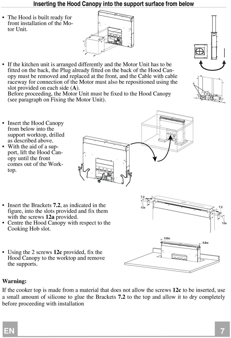 Cable with cable raceway for connection of the Motor must also be repositioned using the slot provided on each side (A).
